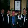 Will with "the Rat Pack" at the SF Tribute show, Post Theater, with Dean (Johnny Edwards) Frank (Bobby Duprey) Sammy (Doug Starks) and Joey (Sandy Hackett) - a real ring a ding session, baby