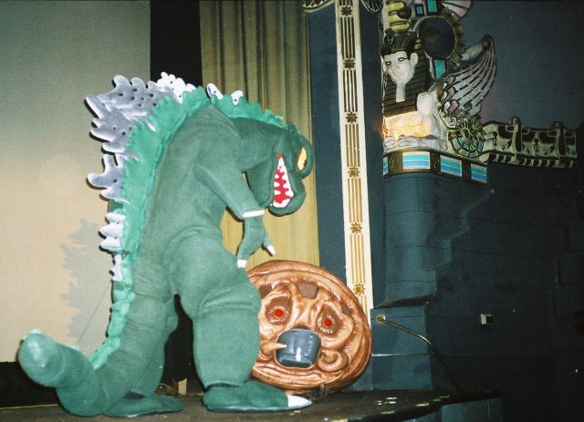 Godzilla vs. Mothra live on stage at The Parkway for the premiere of "Godzilla-Mothra-King Ghidorah: Giant Monsters All Out Attack," Horror Host Palooza 2, 10/23/03