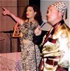 The Tiki Goddess and The Thrill bring vintage cheese to the wine-sippers at Copia on their first wedding anniversary, 5/31/02